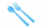 Plastic Spoon And Fork Stock Photo