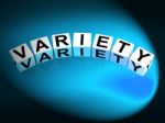 Variety Dice Mean Varieties Assortments And Diversity Stock Photo