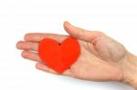 Female Hand Showing Red Paper Heart As Symbol Of Love Stock Photo