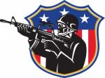 Soldier Swat Policeman Rifle Shield Stock Photo
