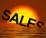 Sales Word Sinking In Sea Stock Photo