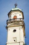 View Of The Astronomical Tower At The Klemintum In Prague Stock Photo