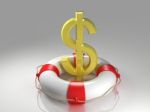 Dollar Sign In The Lifebuoy Stock Photo