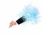 File Of Hand Of Business Man Writing Through Splashing Water Wit Stock Photo