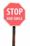 Stop And Smile Sign Stock Photo