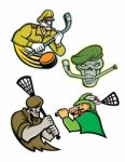 Military Warriors Lacrosse And Ice Hockey Mascot Collection Stock Photo