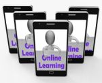Online Learning Sign Phone Means E-learning And Internet Courses Stock Photo