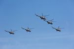 Mi-26 (halo) Helicopters Fly On Military Parade Devoted To 70th Stock Photo