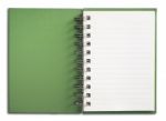 Green Notebook Vertical Stock Photo