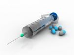3d Illustration Syringe With Pill Stock Photo
