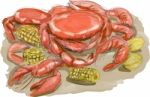 Cajun Seafood Watercolor Stock Photo
