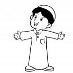 Illustration Of A Muslim Boy Standing- Illustration Stock Photo