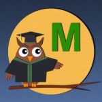Alphabet M And Graduates Owl Stock Photo
