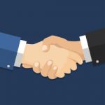 Handshake Businessman Agreement. Flat Style- Illustration Stock Photo