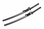 2 Japanese Swords And Scabbard With Black And Two-tone Cord Isolated In White Background Stock Photo