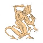 Hercules Fighting Dragon Drawing Color Stock Photo