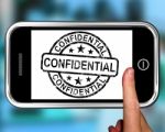 Confidential On Smartphone Shows Classified Information Stock Photo