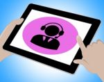 Voip Tablet Shows Voice Over Broadband 3d Illustration Stock Photo