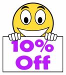 Ten Percent Sign Shows Sale Discount Or 10 Off Stock Photo