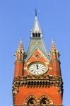 London - December 20 : Old Fashioned Clock At St Pancras Interna Stock Photo