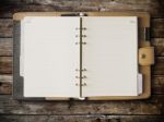 Black And Cream Leather Cover Of Binder Stock Photo