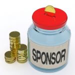 Sponsor Jar Means Donating Helping Or Aid Stock Photo