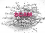 3d Image Scam  Issues Concept Word Cloud Background Stock Photo