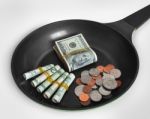 Money In A Pan Stock Photo