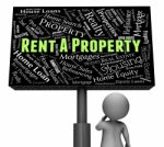 Rent Property Represents Sign Offices And Housing 3d Rendering Stock Photo