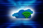 3d Rendering Cloud Online Storage Icons With Wifi Stock Photo