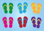 Slippers With Colorful Colors For Holiday, Slippers Stock Photo