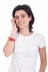 Casual Woman On The Phone Stock Photo