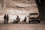Navajo Indians Selling Their Wares In Canyon De Chelly Stock Photo