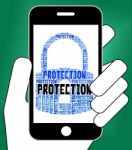 Protection Lock Shows Text Encryption And Security Stock Photo