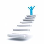 Figure Standing On Top Of Steps Stock Photo