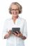 Aged Woman Using Touch Pad Device