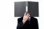 Businessman Holding File Pad And Cover His Face