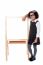 Cute School Kid Posing With Hand On Whiteboard