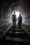 Couple Walking Together Through A Railway Tunnel