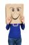 Happy Smiling Woman With Paper Bag On Head