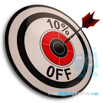 10 Percent Off Shows Reduction In Price Stock Image