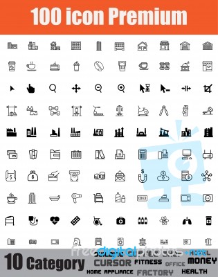 100 Icon Set Premium On White Background Stock Image