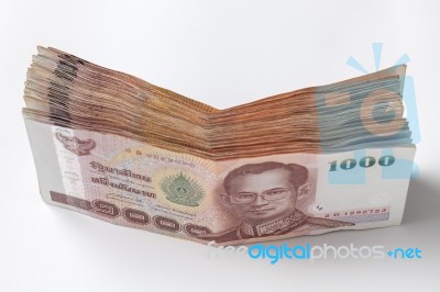 1000 Thai Banknote On White Background Still Life Stock Photo
