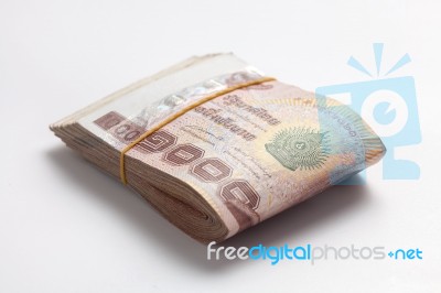 1000 Thai Banknote On White Background Still Life Stock Photo