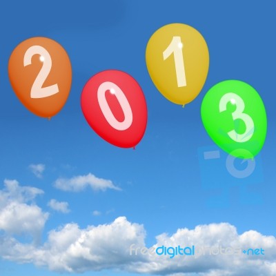 2013 Balloons Flying In Sky Stock Image