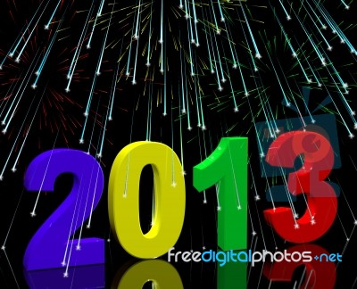 2013 with fireworks Stock Image