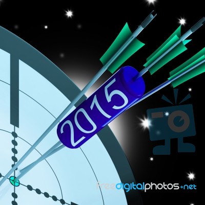 2015 Accurate Dart Target Shows Successful Future Stock Image