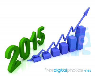 2015 Blue Bar Chart Shows Budget Stock Image
