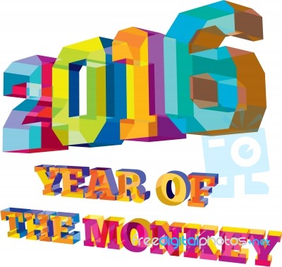 2016 Year Of The Monkey Low Polygon Stock Image