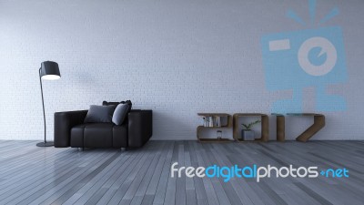 2017 Shelf In Living Room Stock Photo